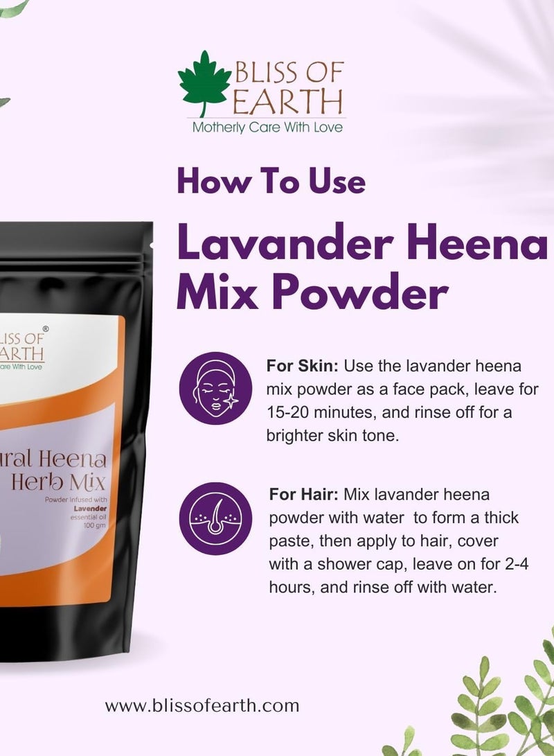 BLISS OF EARTH Herbal Henna for Hair: Rose & Lavender Special Combo Blended with Herbs Amla, Neem, Babul Gum, & Essential Oils for Long Lasting Hair Color, Hair Nourishment & Health – Pack of 2 x 100g - Image 5