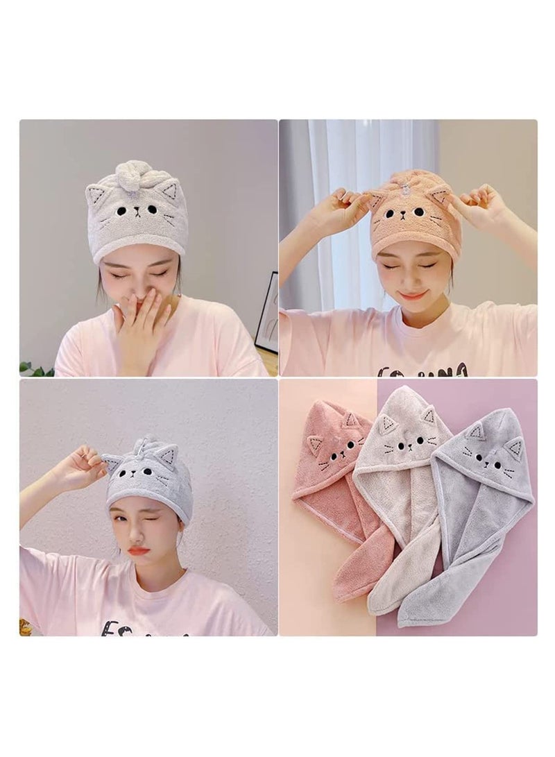 Microfiber Hair Drying Towels 3 Packs Ultra Absorbent Hair Wrap for Women and Girls Quick Dry Turban for Long Thick Curly Hair Ideal for Cat Lovers - Image 2