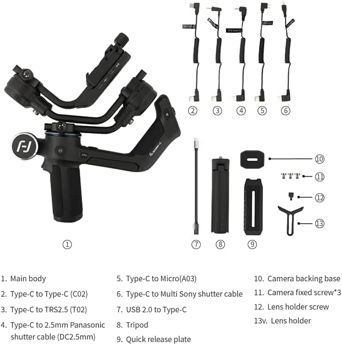 FeiyuTech SCORP-C Gimbal Stabilizer for DSLR and Mirrorless Cameras, 3-Axis Stabilizer with 5.5lbs Payload - Image 5