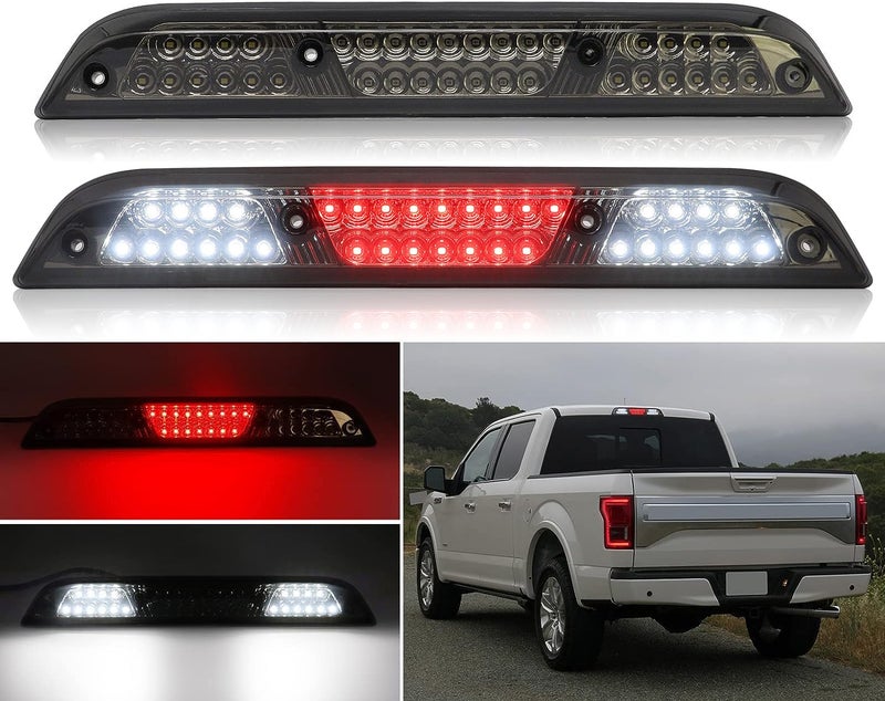 مصباح الفرامل الثالث LED مع عدسات مدخنة من Mynoway متوافق مع F150 2015-2024 و F250F350F450F550 2017-2024 و Ranger 2019-2024 مع مصباح توقف مرتفع مثبت مع حشوة وخزانات تهوية