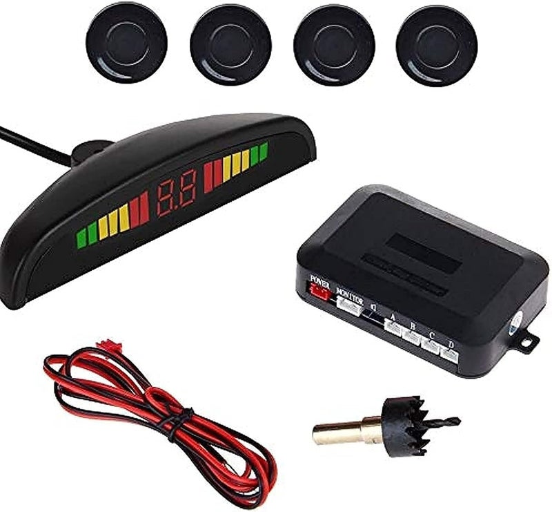 مستشعرات ركن السيارة بتقنية LED - 4 قطع مع نظام كاشف رادار احتياطي (أسود) - Image 2