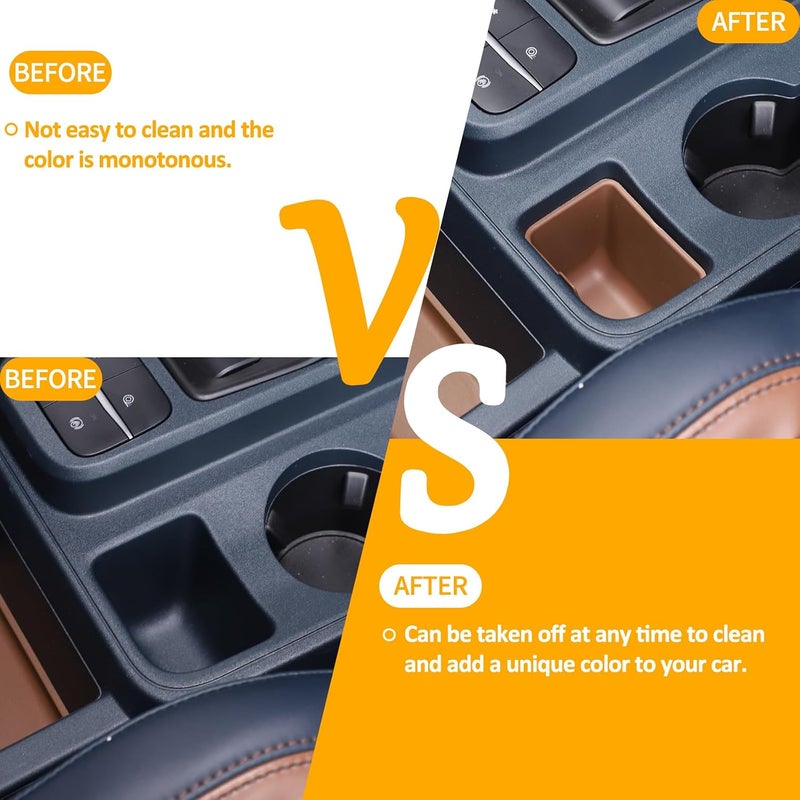 Daeiclru Center Console Storage Box Compatible with Ford Maverick 2022 2023, TPE Gear Shift Console Side Tray Organizer, Cup Holder Rear Storage Insert, Brown - Image 2
