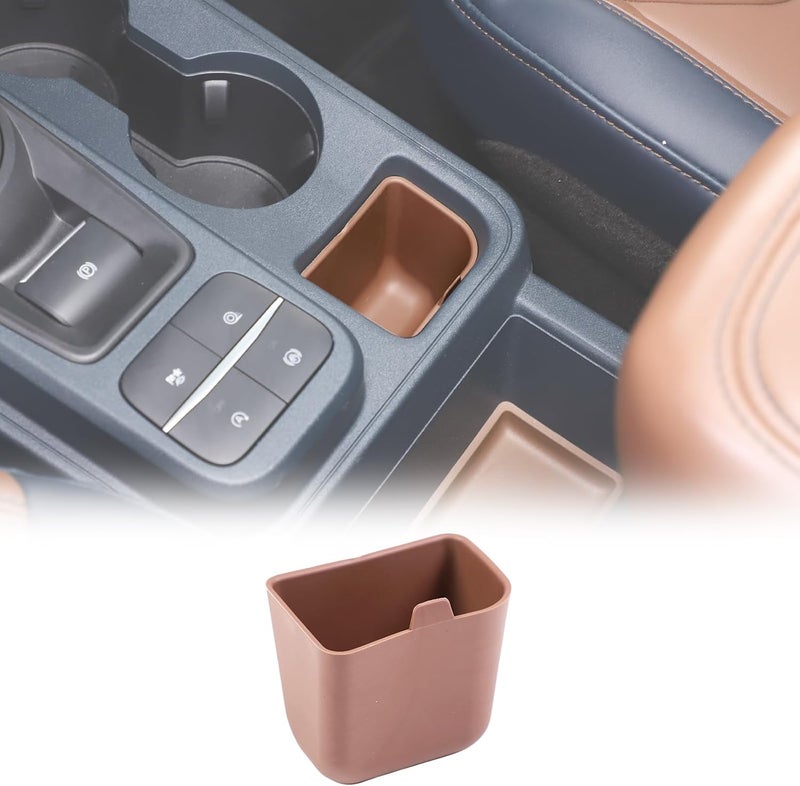 Daeiclru Center Console Storage Box Compatible with Ford Maverick 2022 2023, TPE Gear Shift Console Side Tray Organizer, Cup Holder Rear Storage Insert, Brown - Image 1