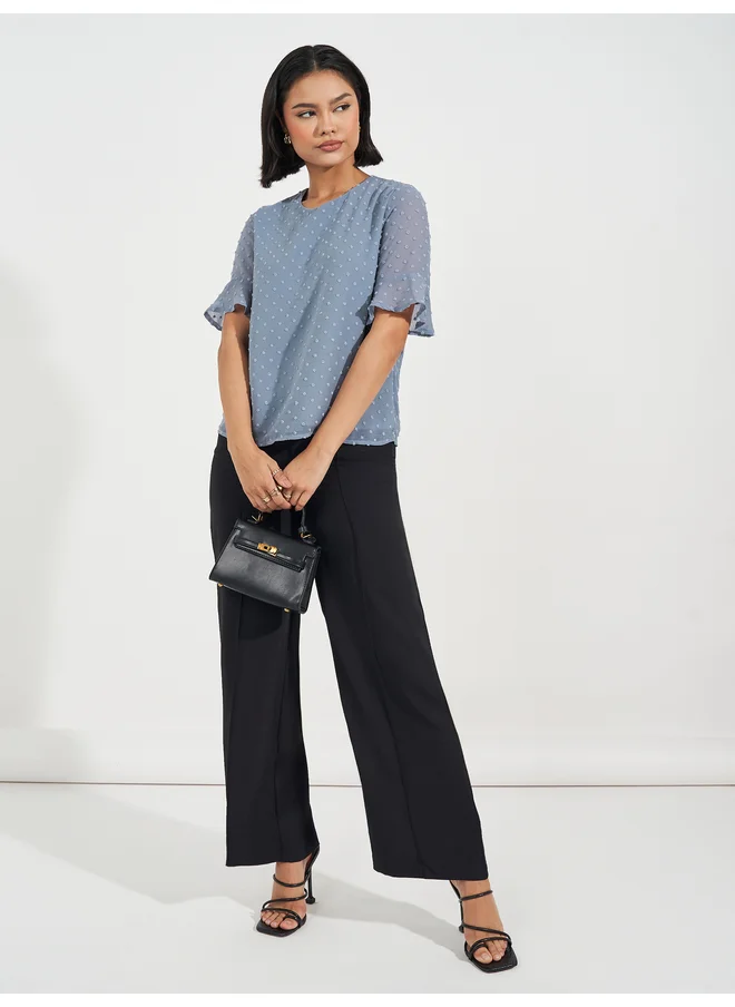 Aria Romance ARIA ROMANCE Swiss Dot Frill Sleeves Blouse