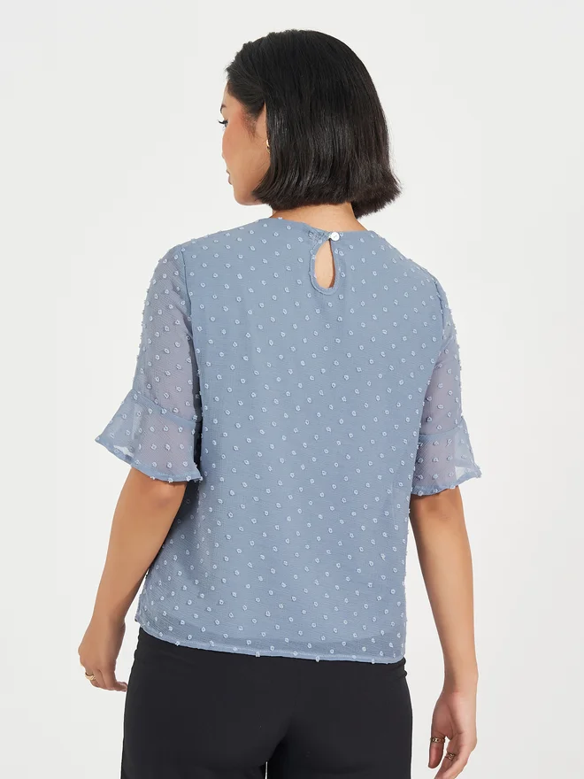 Aria Romance ARIA ROMANCE Swiss Dot Frill Sleeves Blouse