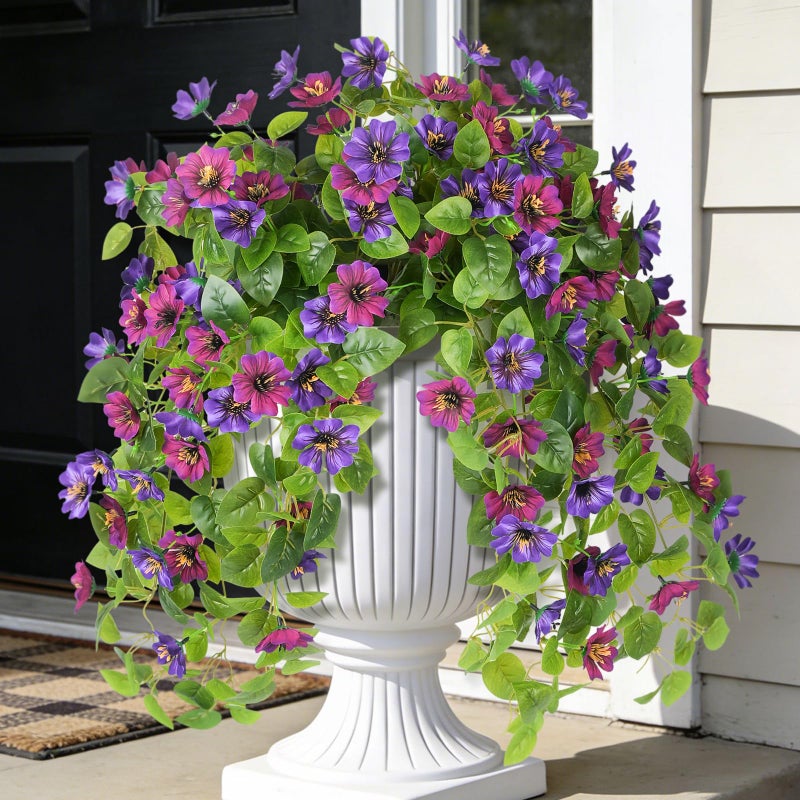 Hrobek Fake Artificial Flowers Hanging for Outdoors Decor, 2 Bundles UV Resistant Faux Silk Flowers for Planters Porch Patio Window Yard Balcony Fence Decoration - Image 1
