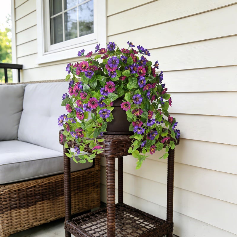 Hrobek Fake Artificial Flowers Hanging for Outdoors Decor, 2 Bundles UV Resistant Faux Silk Flowers for Planters Porch Patio Window Yard Balcony Fence Decoration - Image 4