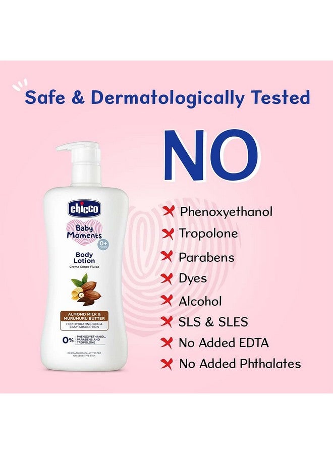 Chicco Baby Moments Body Lotion for Babies, 650ml | Almond Milk & Murumuru Butter | Quick Absorb Formula with Natural Ingredients for Ultra Soft Skin | Dermatologically Tested | Parabens & Phenoxyethanol Free - Image 3