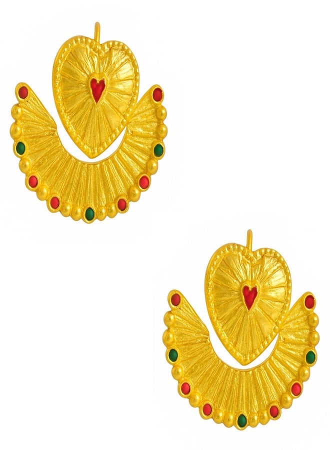 SMARNN Traditional Gold Plated 2 in 1 Ear Tops for Women & Girls | Lightweight Ear Stud Earring Set | Ethnic Bridal Ear Studs | Small Fancy Earrings | - Image 1