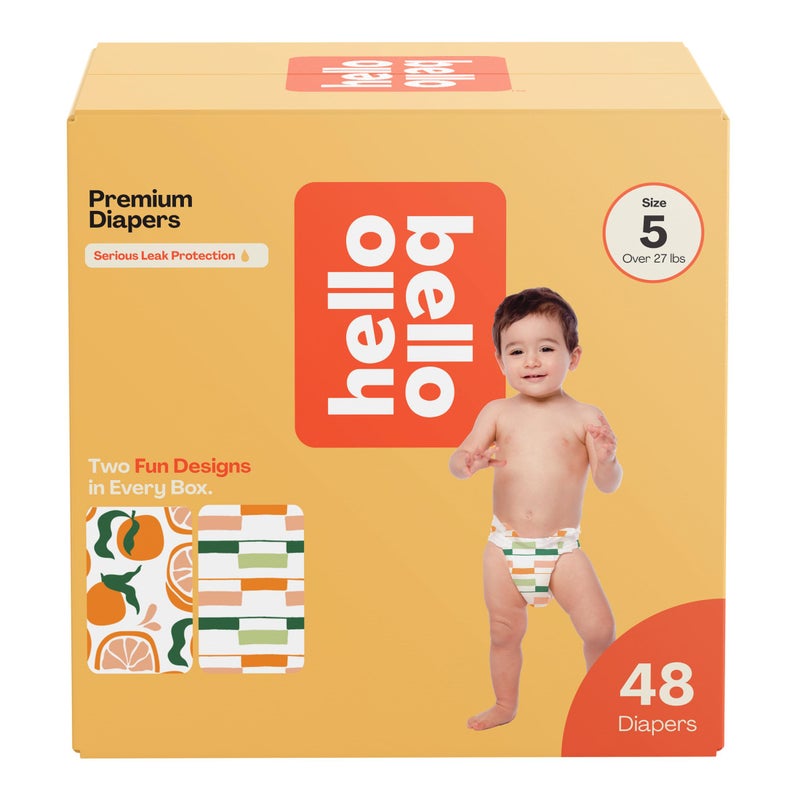 Hello Bello Premium Diapers Size 5, Main Squeeze & Zesties for The Resties Designs, 48ct Club Box - Image 1