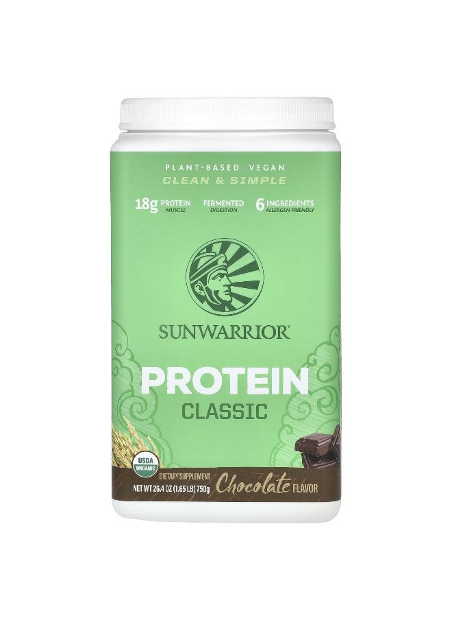 Sunwarrior - Sunwarrior, Classic Protein, Chocolate, 1.65 lb (750 g) - Image 1