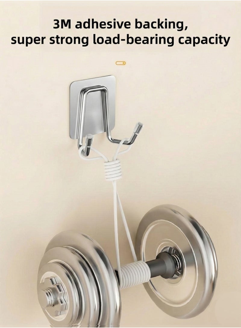 Self Adhesive Hooks 4 Pieces, Brushed Stainless Steel Adhesive Door Hooks, Heavy Duty Wall Hooks for Hanging Towels, Robes, Coats, Keys, Calendars Bathroom Home Kitchen, No Drill Glue Needed - Image 5