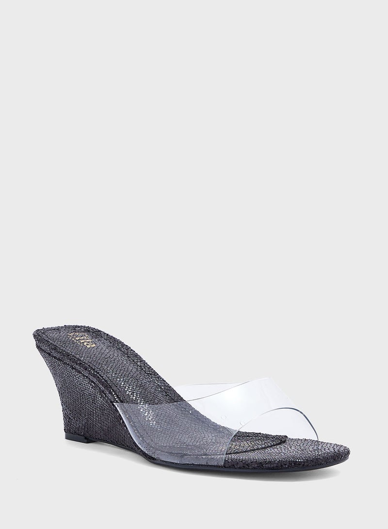 ELLA Clear Strap Mule Wedge Sandal  - Image 2