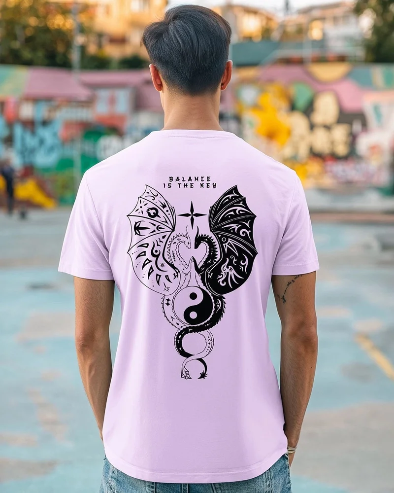 بيواكوف تيشيرت رجالي مطبوع باللون البنفسجي بتصميم سيك بالانس