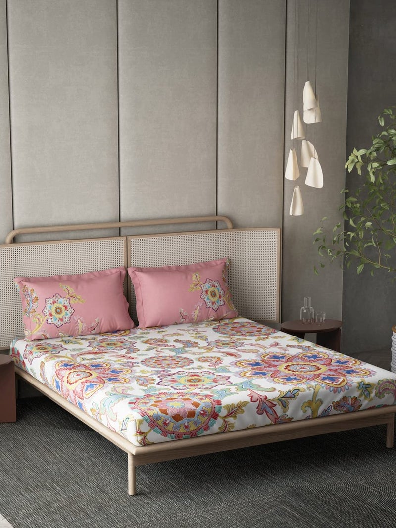 DDECOR Live beautiful DDECOR Bohemia 100 Cotton Double Bedsheet with 2 Pillow Covers Multicolour 