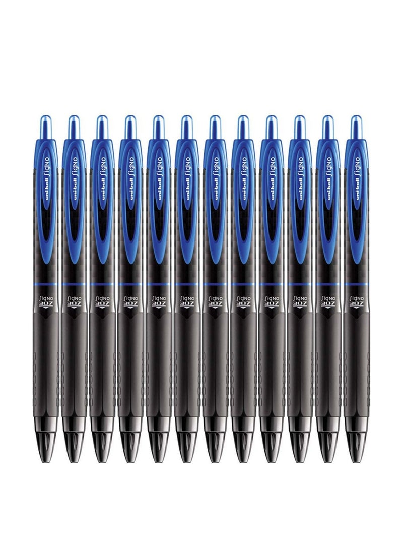 Uniball 12-Piece Signo Retractable Gel Pen 0.7mm Tip Blue Ink  - Image 1
