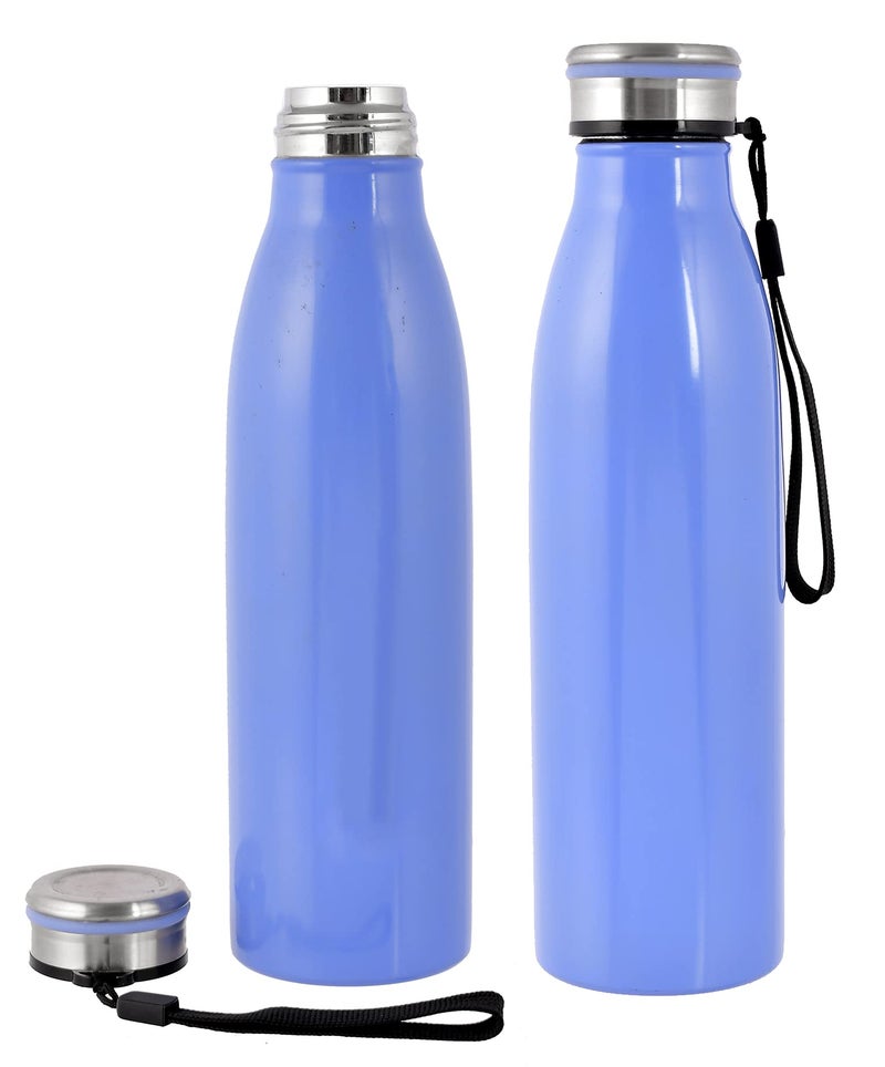 Kuber Industries Lightweight Odour Free Stainless Steel Fridge Water Bottle/Refrigerator Bottle/Sports Bottle, 750 ML- Pack of 2 (Blue)-HS42KUBMART25192 - Image 1