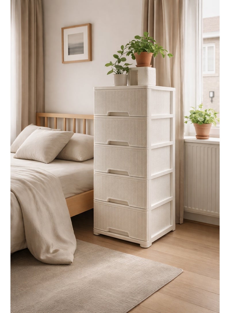 المفرج خزانة تخزين بـ5 أدراج لغرف النوم – أنيقة، موفّرة للمساحة وعملية (104×42×34 سم)