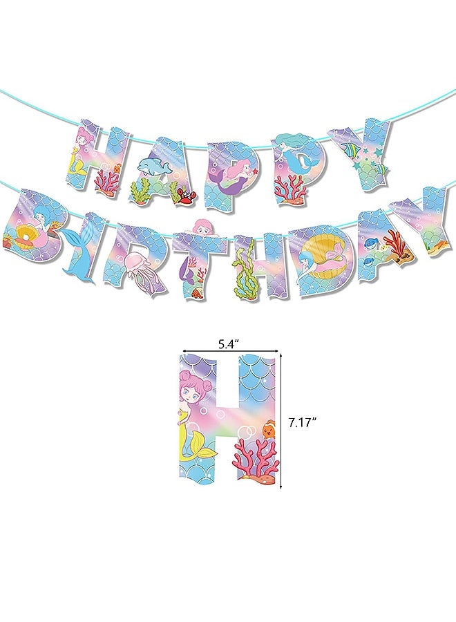 ساوث مون حورية عيد الميلاد ديكور الحزب، Include Balloon الرايات كوب كيك توبيرس أشرطة الحزب لزينة الحزب، Happy Birthday Decorations for Kids Girls Women - Image 3