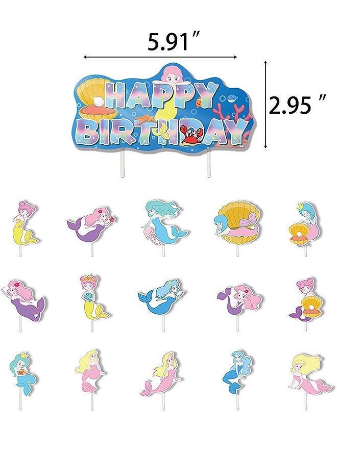 ساوث مون حورية عيد الميلاد ديكور الحزب، Include Balloon الرايات كوب كيك توبيرس أشرطة الحزب لزينة الحزب، Happy Birthday Decorations for Kids Girls Women - Image 4