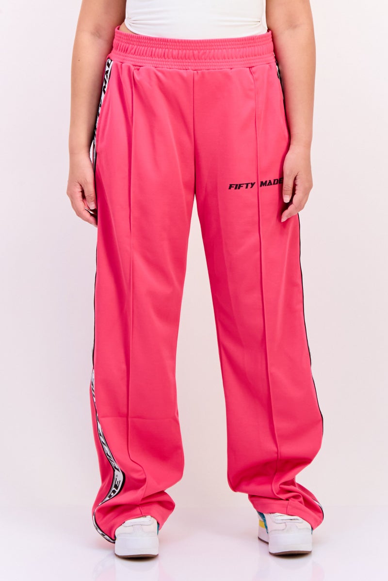 Fifty Made Men Sportswear Fit Long Inseam Training Track Pants, Pink  - Image 1