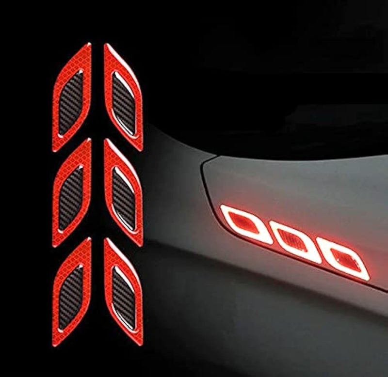 US1984 Car High Intensity Reflective Stickers Side Marker Bumper Fender Safety Warning Sticker Universal Strong Reflective Warning Scratches Protector Sticker for Car Night Visibility 6 Psc (Red) - Image 1
