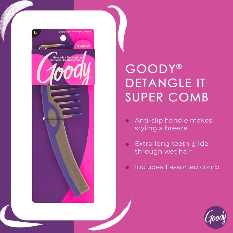 Goody Styling Essentials Super Detangling Comb with Overlay - Assorted Colors - Image 2
