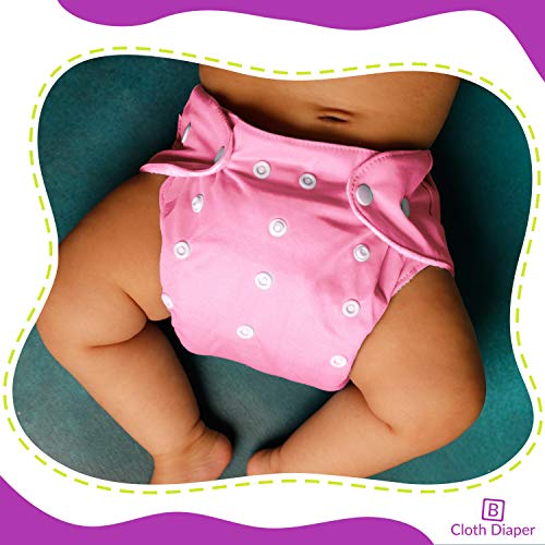 Bembika Baby Pocket Cloth Diapers with Double Gusset, Reusable Cloth Diapers Washable Adjustable Cloth Diapers One Size Adjustable Reusable (0-2 Years) (2 Pack) (3 Layer Microfiber Inserts Included) - Image 3