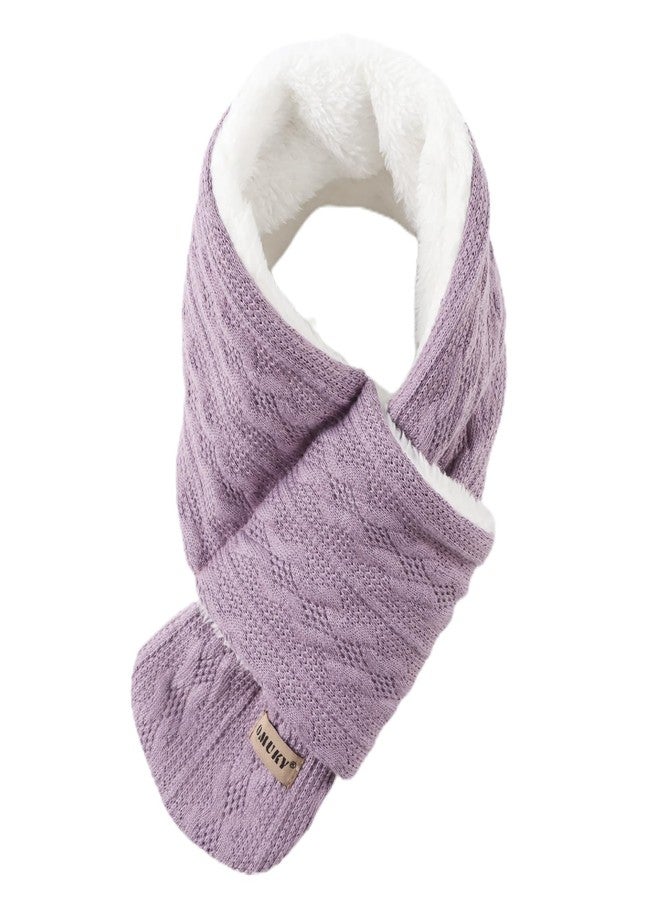 OMUKY Kids Scarf Fleece Warm Scarves for Girls Boys Toddler Cold Weather Soft Knitted Neck Warmer(Purple,6-12 Years) - Image 1
