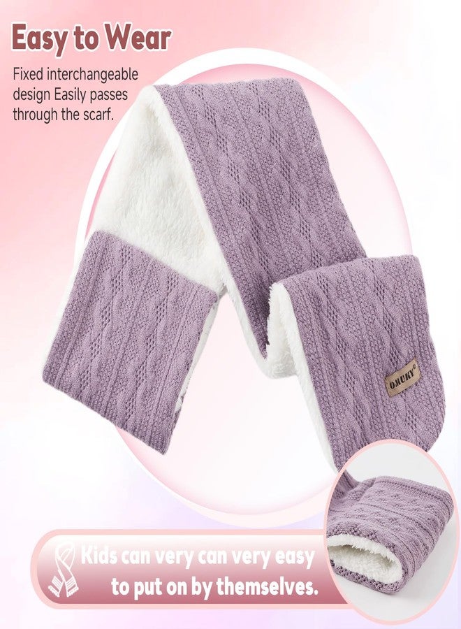 OMUKY Kids Scarf Fleece Warm Scarves for Girls Boys Toddler Cold Weather Soft Knitted Neck Warmer(Purple,6-12 Years) - Image 3