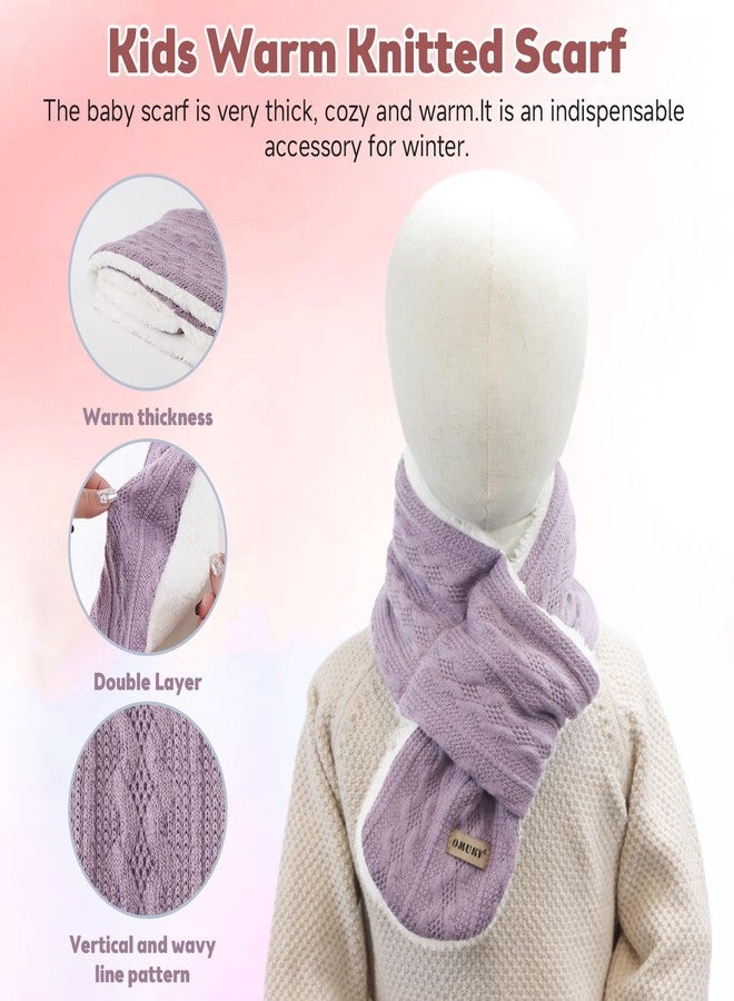 OMUKY Kids Scarf Fleece Warm Scarves for Girls Boys Toddler Cold Weather Soft Knitted Neck Warmer(Purple,6-12 Years) - Image 2