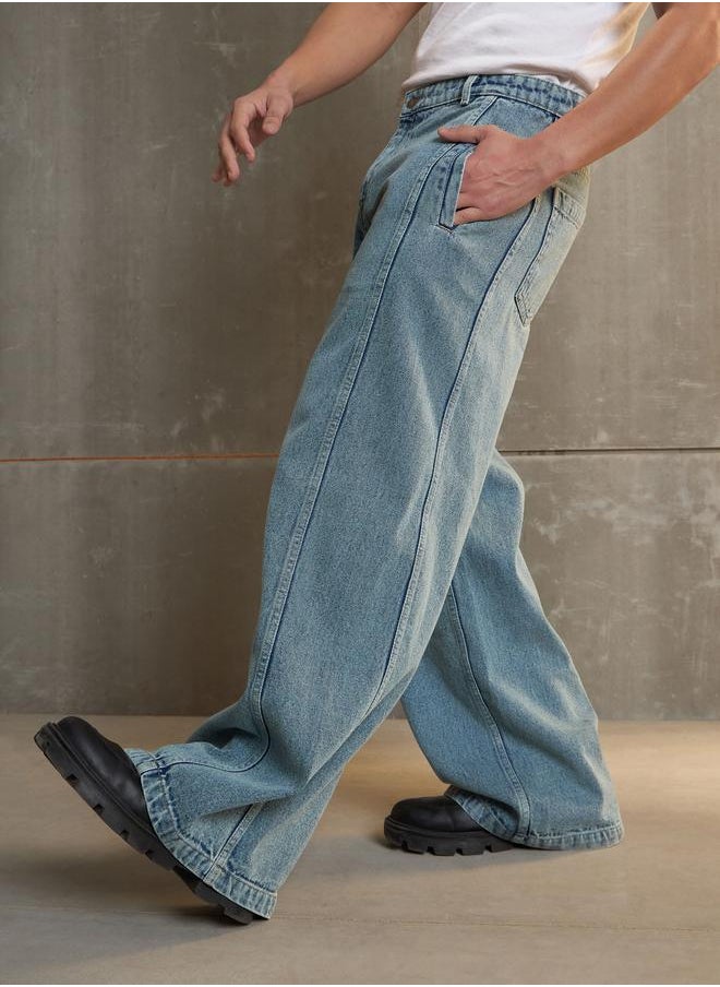 SASSAFRAS Sassafras Mid Rise Wide Leg Faded Jeans  - Image 3