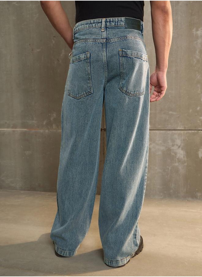SASSAFRAS Sassafras Mid Rise Wide Leg Faded Jeans  - Image 5