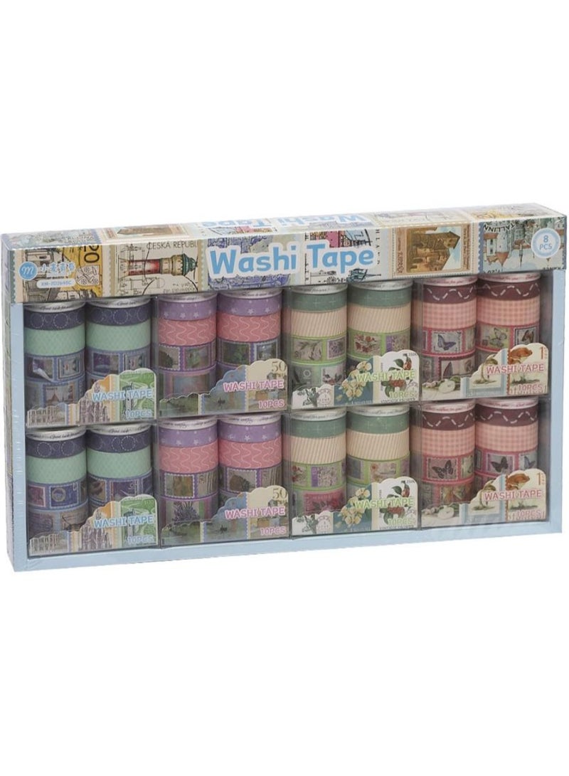 Set of decorative paper Washi tape 10 pieces of 2m , Multicolor - 1 Pack - No:JD2645C - Image 2