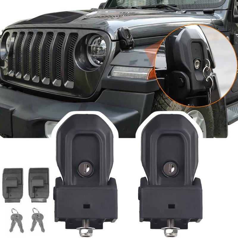 Pestillos antirrobo para capó de coche para Jeep Wrangler JL JLU 4XE Rubicon Sahara Sport Gladiator JT con llaves de bloqueo - Image 1
