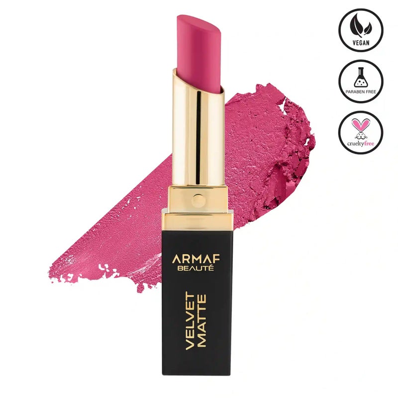 Armaf Beaute أرماف بيوتي مكياج أحمر شفاه مخملي غير لامع فيفيان 2.6 جرام، لون شفاه غني ومرطب مع زبدة الشيا، غير جاف وخفيف الوزن، لمسة مريحة وطويلة الأمد، تركيبة خفيفة الوزن - Image 1