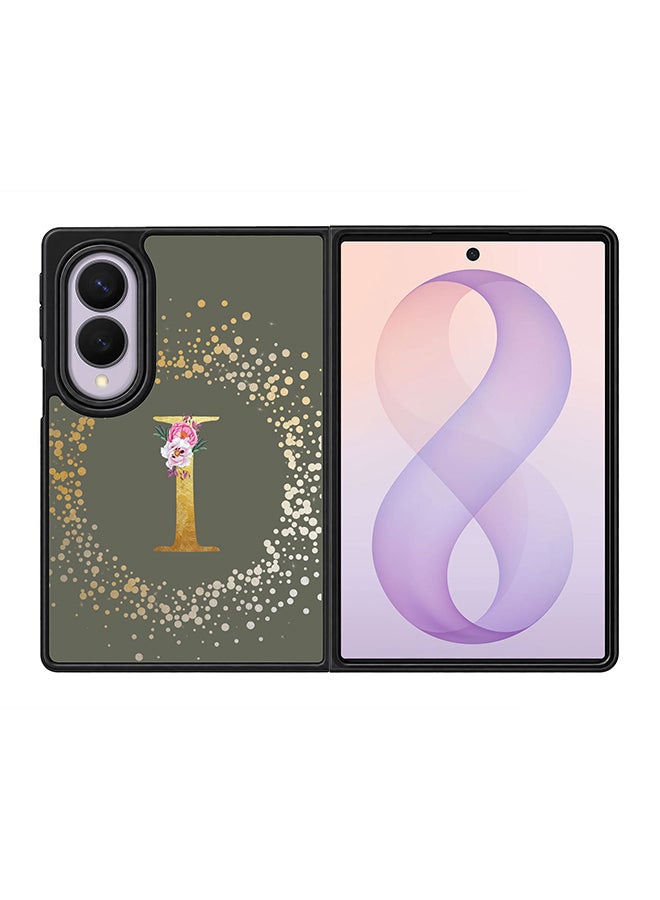 Stylizedd Rugged Case for Samsung Galaxy Z Fold8- Slim Fit Hybrid Rubber Cover Floral Monogram - I (Olive Green)