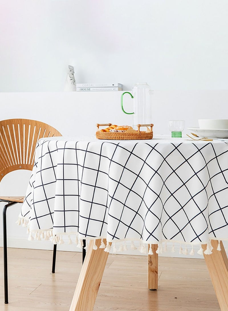 Merry Moments Tablecloths Picnic Mat Home Decor Desk Mat Tablecloths Table Covers Picnic Blanket Beach Blanket for Dining Outdoor Camping Waterproof and Oil-proof Cotton and Linen 160X160 cm Type E  - Image 2
