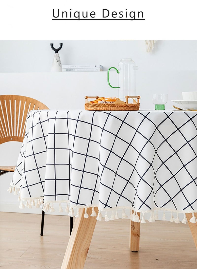 Merry Moments Tablecloths Picnic Mat Home Decor Desk Mat Tablecloths Table Covers Picnic Blanket Beach Blanket for Dining Outdoor Camping Waterproof and Oil-proof Cotton and Linen 160X160 cm Type E  - Image 3