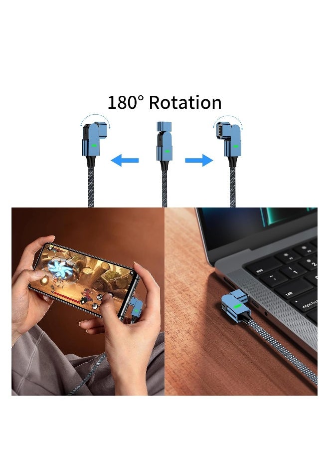 100W 180° Magnetic Charging Cable, 2-in-1 USB C to USB C/Lightning Charger (2 Pack, 4ft  6.6ft), 480Mbps Data Transfer for iPhone 15, iPad, MacBook Pro, Galaxy S22 (Blue)