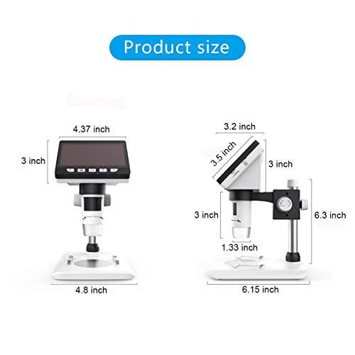 SMILEDRIVE® Digital HD Microscope with 4.3 inches Colour Screen | 50-1000x adjustable Magnification | USB Connection with Laptop, PC | Built-in MicroSD card slot (32GB) | 2000 mAh rechargeable battery - Image 5