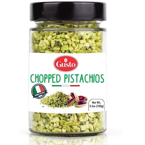 GUSTO ETNA Pistachios Chopped, 3.5 oz (100 g), Sicilian Raw Pistachio Crumbles, Bronte, Sicily, Italy Pistachio Pieces Baking, Cooking, Ice Cream Topping, Pizza Pasta, sanwhich, Non GMO - Image 1