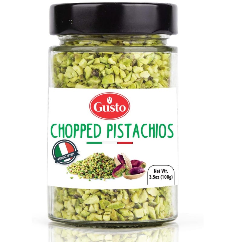 GUSTO ETNA Pistachios Chopped, 3.5 oz (100 g), Sicilian Raw Pistachio Crumbles, Bronte, Sicily, Italy Pistachio Pieces Baking, Cooking, Ice Cream Topping, Pizza Pasta, sanwhich, Non GMO - Image 4