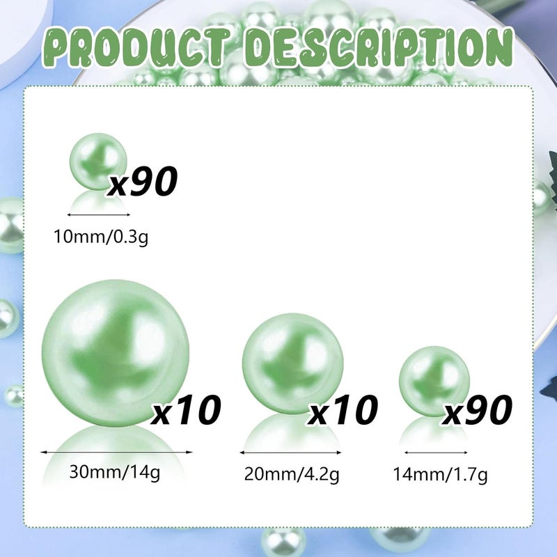 ZEBMOON 200PCS Faux Pearls Beads for Centerpiece Vases, Vase Filler Faux Pearls, No Holes Filler Beads for Party Anniversary Birthday Wedding Table Decor, 10/14/20/30mm - Image 2