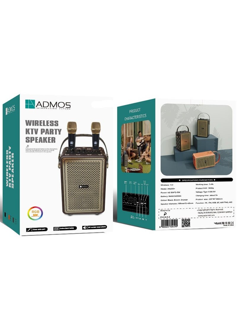 Admos Wireless Party Speaker With 2 Microphone