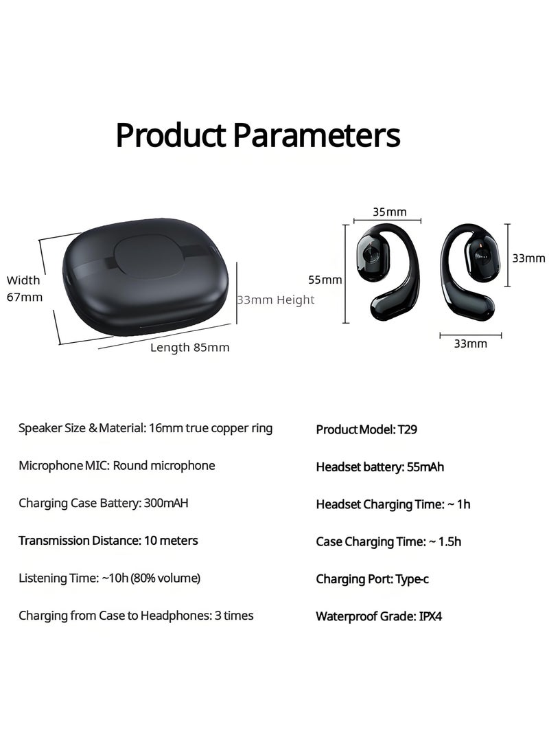 Generic - Bluetooth TWS Earphones with AI Translation and HIFI Sound Quality，Headset Display Power ，Noise Reduction Ear-Hanging Sports Bluetooth Headset  - Cool Black - Image 1