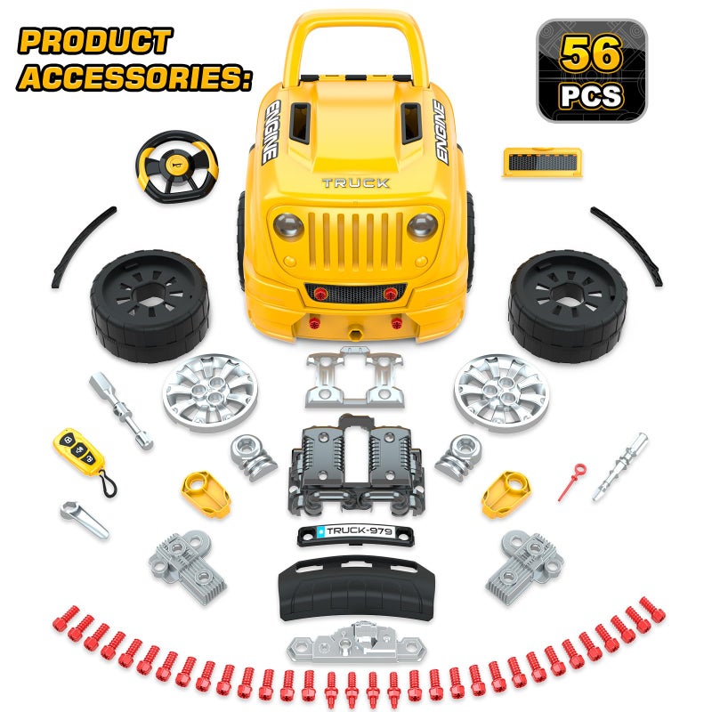 spring flower SpringFlower Toys Gifts for 3 4 5 6 7 8 Years Old Boys, Large Truck Engine, Mechanic Repair Set for Kids, Big Truck Builder Kit, Take Apart Motor Vehicle Play Car Service Station, for Kids - Image 2