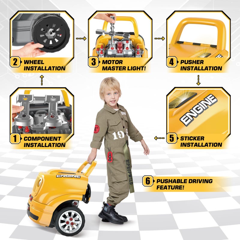 spring flower SpringFlower Toys Gifts for 3 4 5 6 7 8 Years Old Boys, Large Truck Engine, Mechanic Repair Set for Kids, Big Truck Builder Kit, Take Apart Motor Vehicle Play Car Service Station, for Kids - Image 5