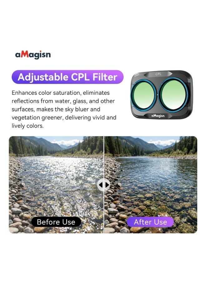 aMagisn For DJI Osmo Pocket 4P Filter Set, Magnetic Quick Release Camera Lens Filter Kit with CPL Polarizer Filter, Nano Coated Optical Glass for Reducing Reflections and Enhancing Colors - Image 1