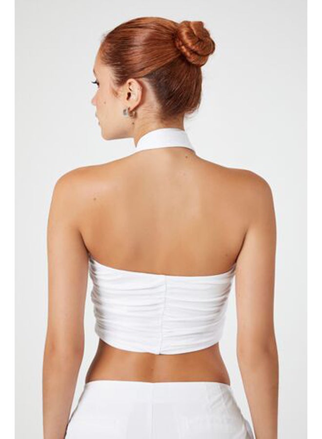 FOREVER 21 Ruched Halter Crop Top - Image 4